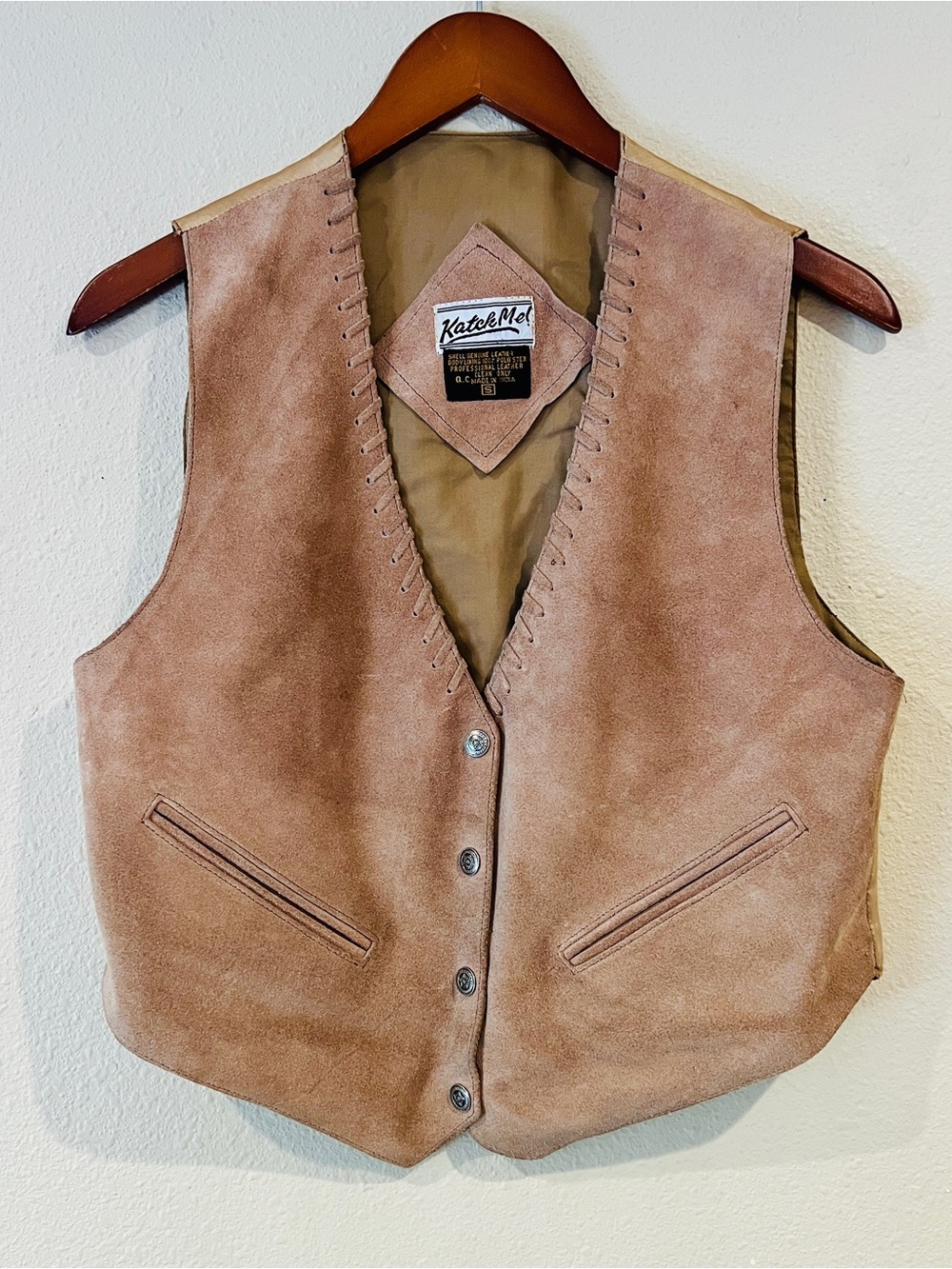 vintage Katch Me tan suede leather western vest size Small
